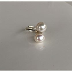Dione Perlenring: Silberring mit 9mm Süsswasserperlen - verstellbare Ringschiene