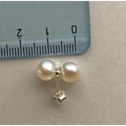 Dione 7mm Doppel-Perlenohrstecker aus Süsswasserperlen und Silber