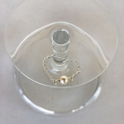 LETO feine Fingerkettchen mit 1 4-5mm Perle, Silber