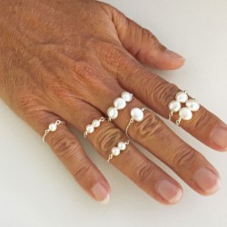 LETO feine Fingerkettchen mit echten Perlen, Silber