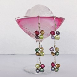 Eudora Perlenohrringe bunt aus bunt gefärbten Süsswasserperlen und Silber