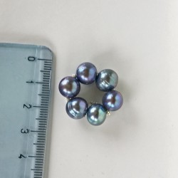 Halia Fingerkettchen aus ca. 9mm Perlen grau-blau