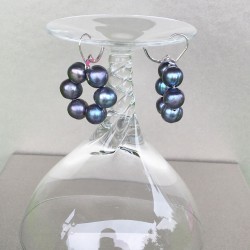 Halia Perlenohrringe grau-blau aus Süsswasserperlen und Silber