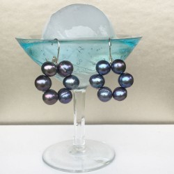 Halia Perlenohrringe grau-blau aus Süsswasserperlen und Silber
