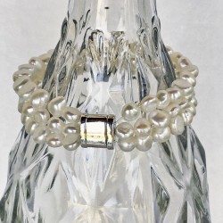 Ariadne Perlenarmband weiss, 3-reihig,  aus Süsswasserperlen und Silber, Magnetverschluss