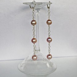 Akidalia Perlenohrringe rosa aus Süsswasserperlen und Silber