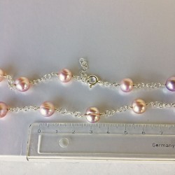 AKIDALIA Perlenkette/Perlenarmband mit Silber rosa, Süsswasserperlen