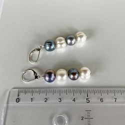 Euterpe Perlenohrringe black&white aus Süsswasserperlen und Silber
